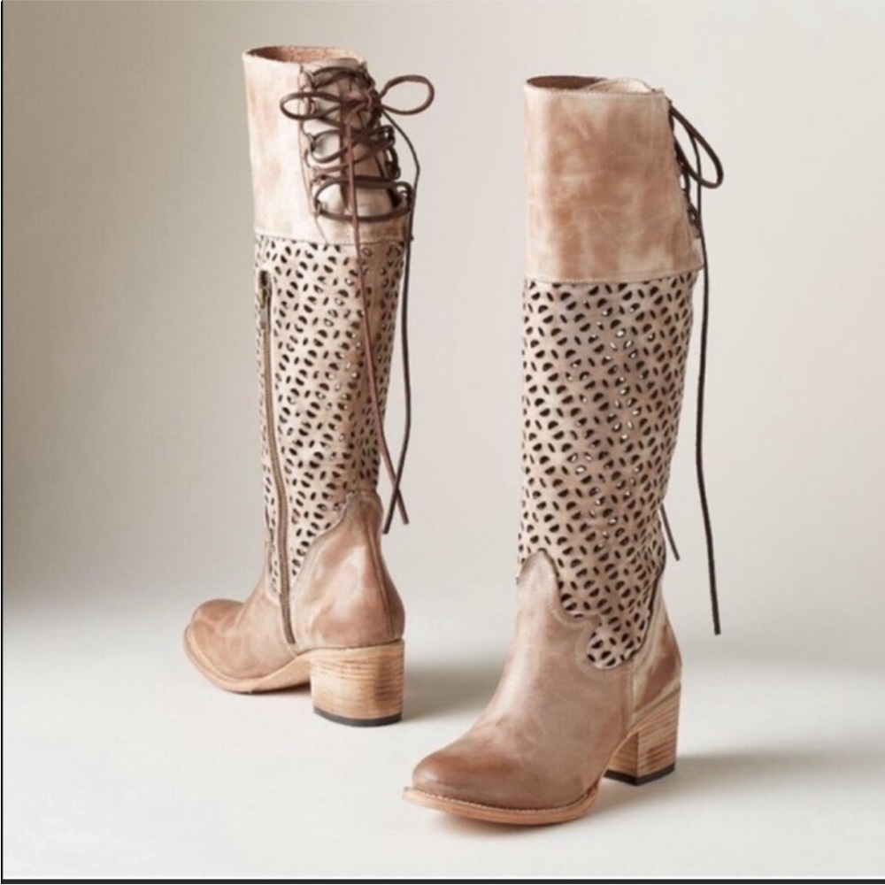 Freebird by Steven lace back knee high leather boot.